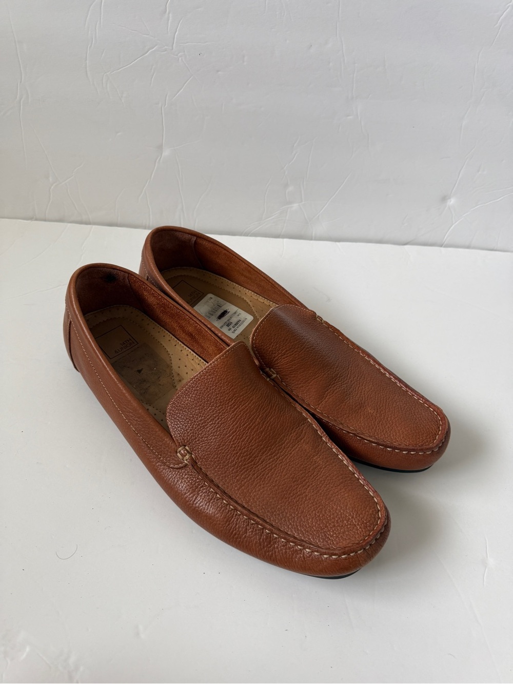 Shoes Pebbled Leather Driving Loafers Brown Size 15
